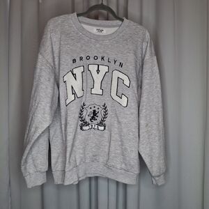 Refuge Brooklyn New York City Sweatshirt Pullover Mens Gray Crewneck Size M